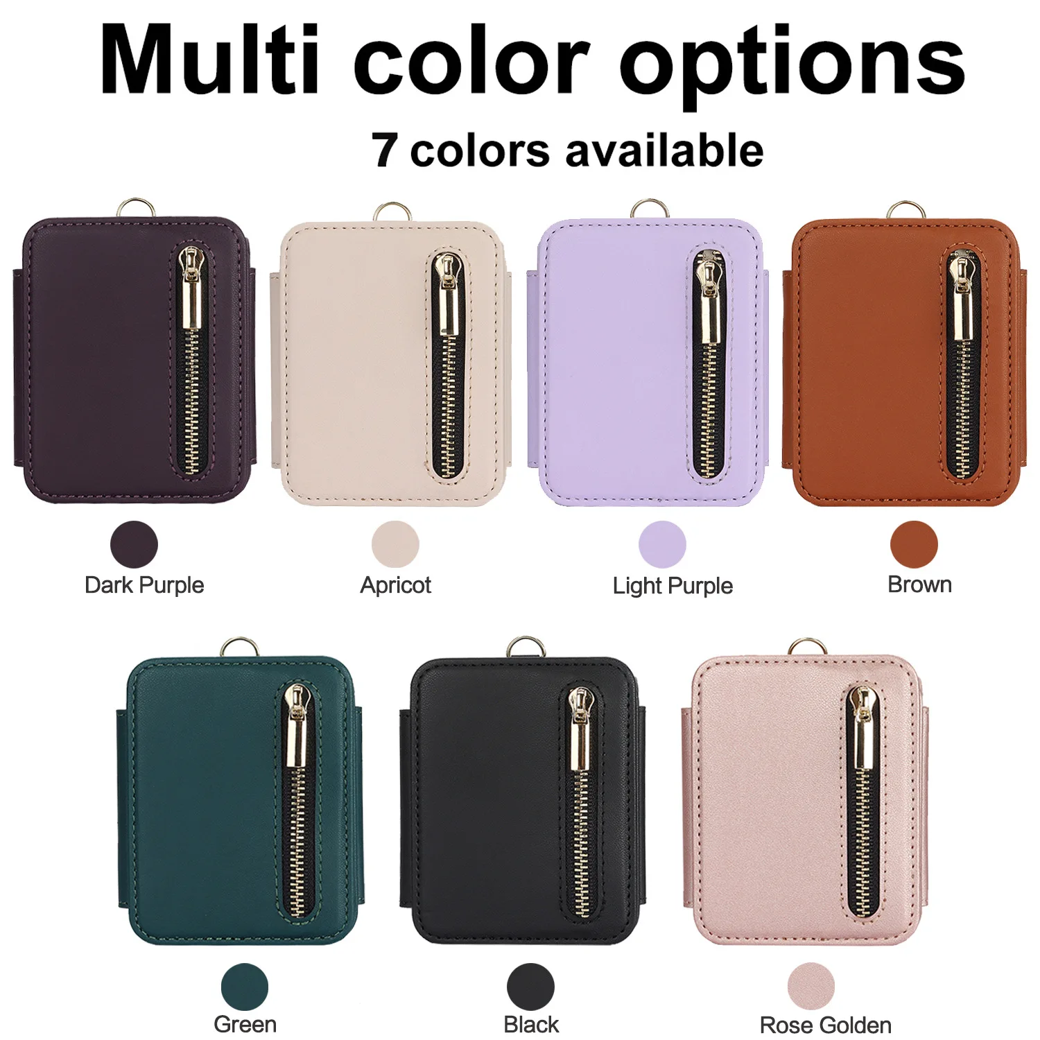 Luxury Leather Crossbody Lanyard Zipper Wallet Card Holder with Kickstand Protective Cover
