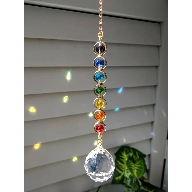 1pc Crystal Suncatcher Mobile Meditation Home Decor Rainbow Maker Prism Suncatcher (Rainbow and Fantasy)