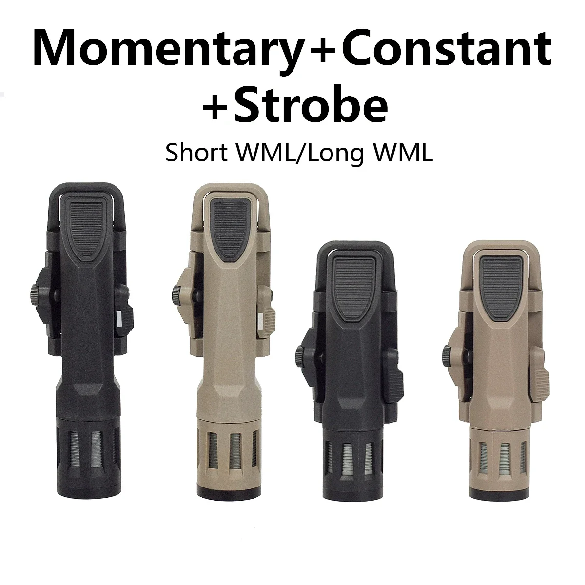 Description Picture 2 of itemTactical WML Flashlight Long Short Hunting Weapon LED Lights Costant Strobe Airsoft Rifle Constant Momentary for 20mm Rail