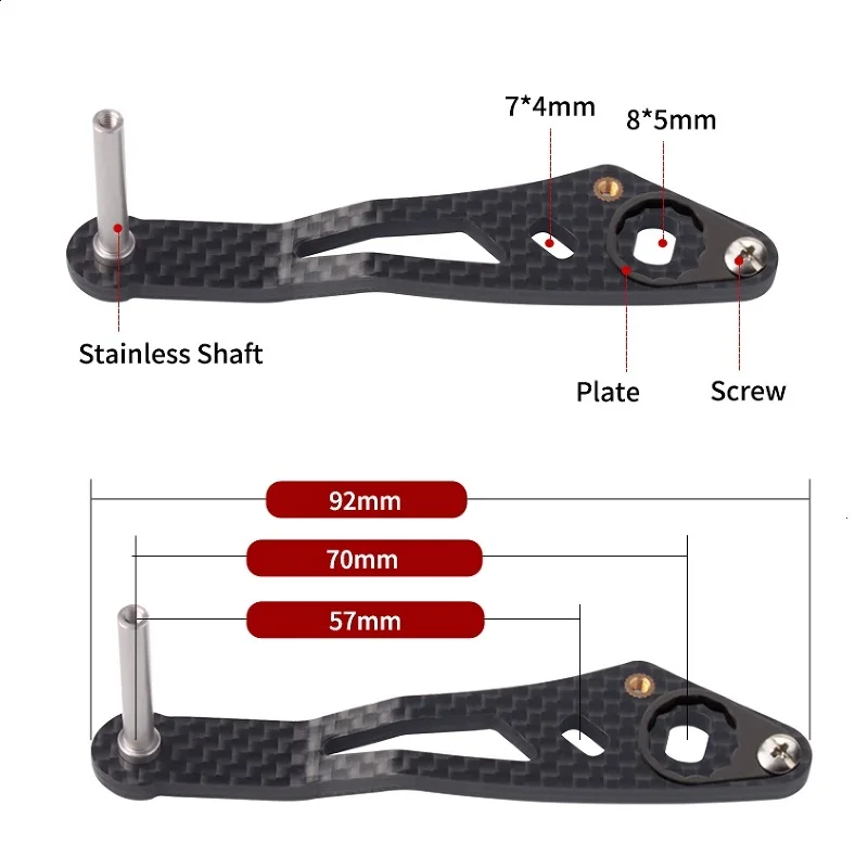 Kawa Fishing Reel Handle Carbon Fiber Materails With Eva Knob Fishing Rocker Length 92mm Hole Size 8X5 And 7X4mm Suit Ab/D/S DIY