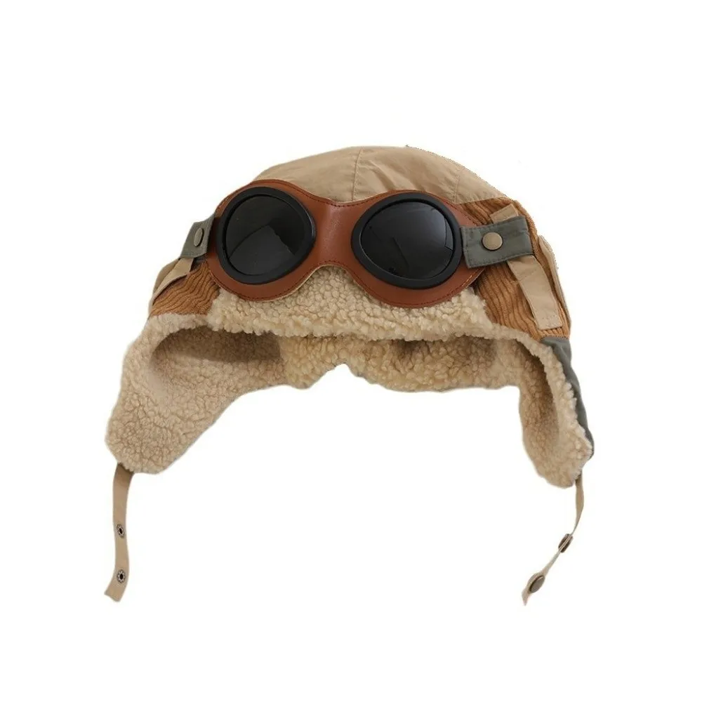 Polyester Winter Hat with Ear Protection and Glasses for Kids