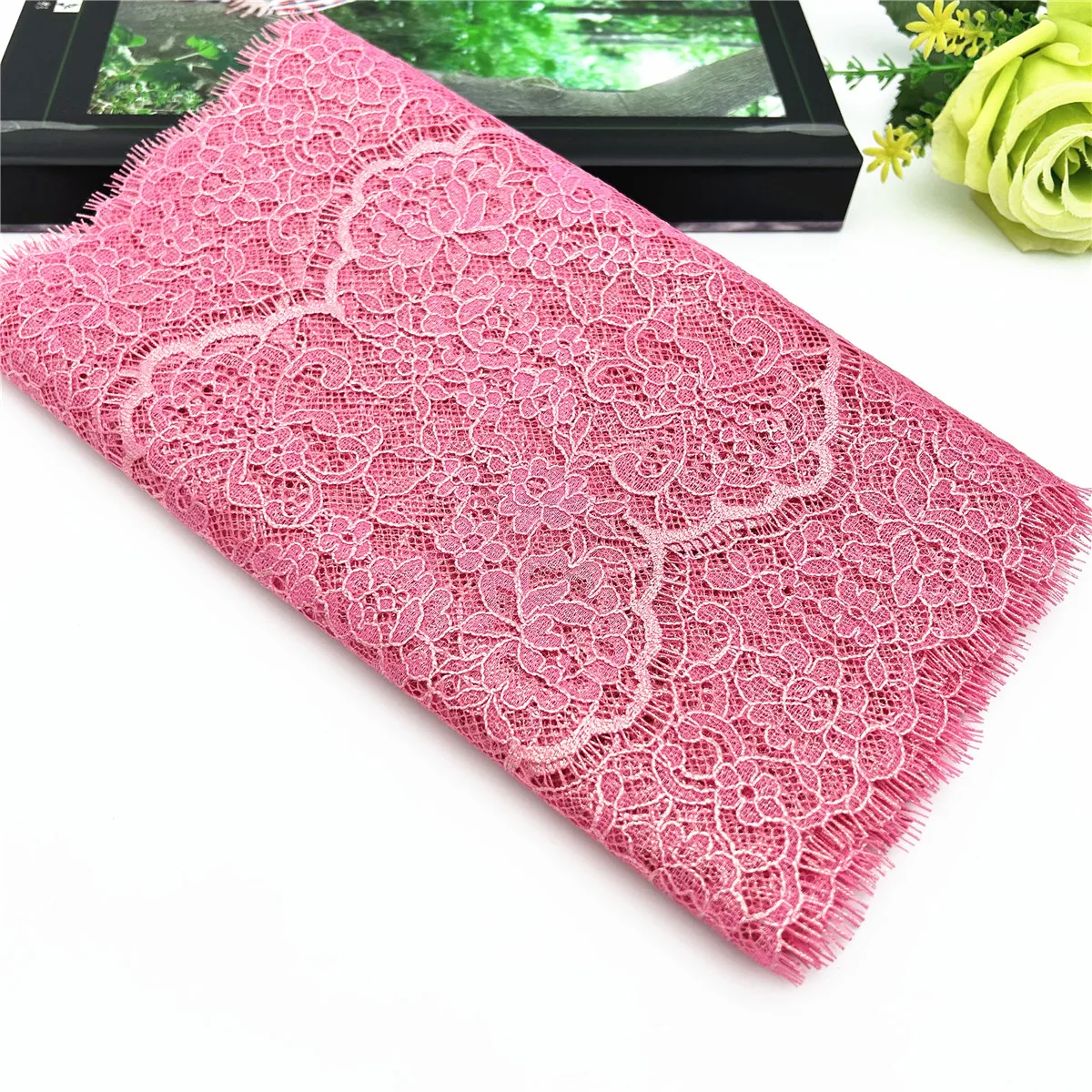 3M/lot 24cm Pink With Foil Shimmer Foil Eyelash Lace 1