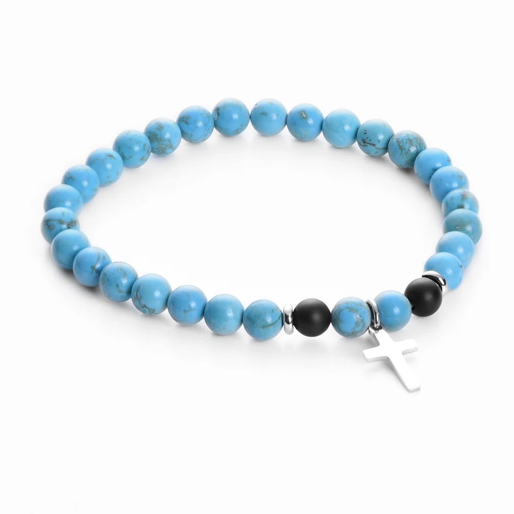 Stone Beads Cross Bracelet