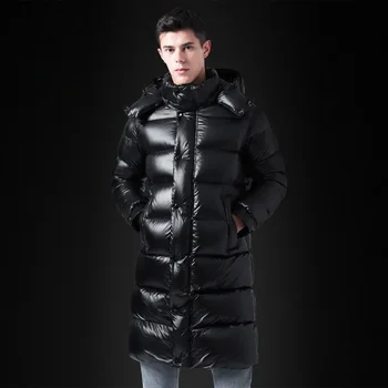 2024 Men’s Winter Down Jacket Tops Men Clothes Midi Long Bright Thick White Duck Coat Male Warm Hooded Outtop Veste Homme Z