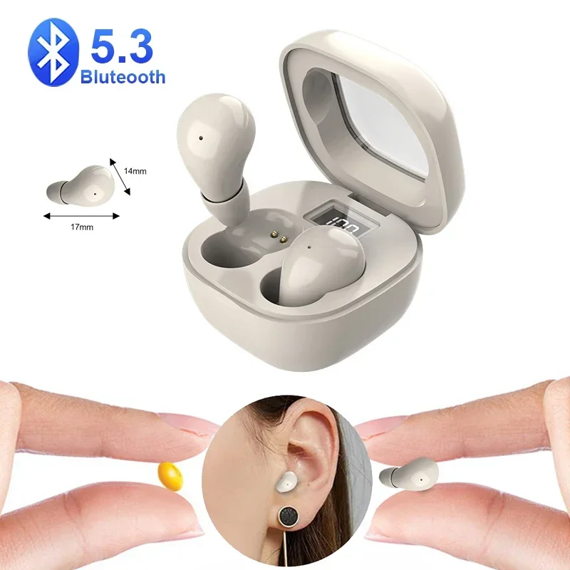 

Noise Reduction Heasets with Microphones Bluetooth 5.3 Earphones Mini Invisible Headphones TWS Wireless Earbuds HIFI Stereo