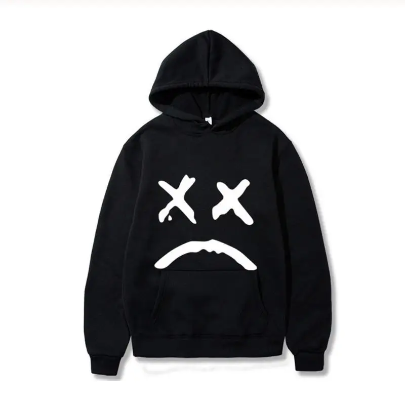 

Korean Streetwear Sweatshirt Men Women Casual Pullover Hip Hop Long Sleeve Smile Sad Face Line Print Sport swear Tops Hoodies