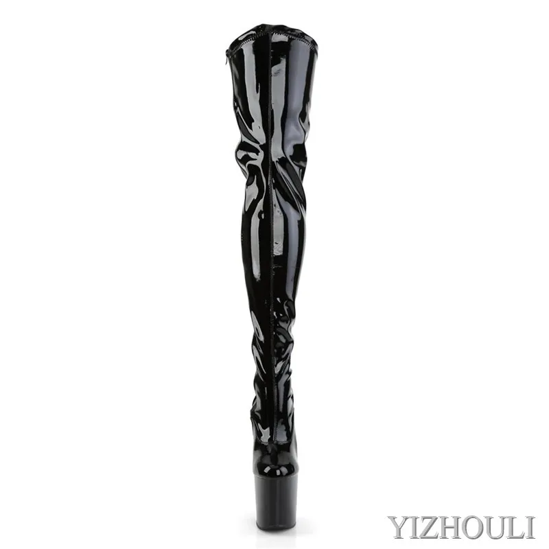 Sexy over-the-knee boots with 17cm heels, stage party runway shoes, and pole boots for models with 7-inch zipper dance shoes