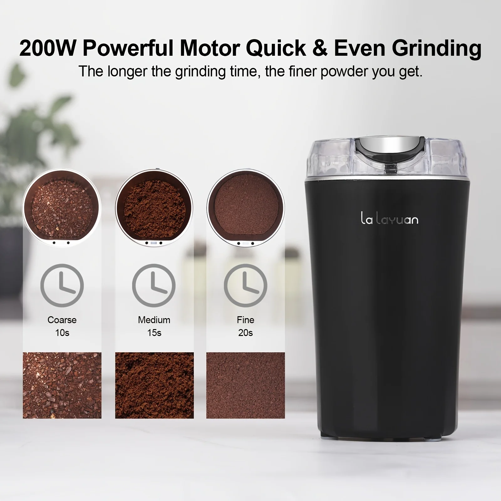 1pc,Powerful Electric Coffee Bean Grinder with One-Touch Control - Grind  Spices, Herbs, Nuts, and Espresso Beans - Includes Brush and Large Capacity  - Blue