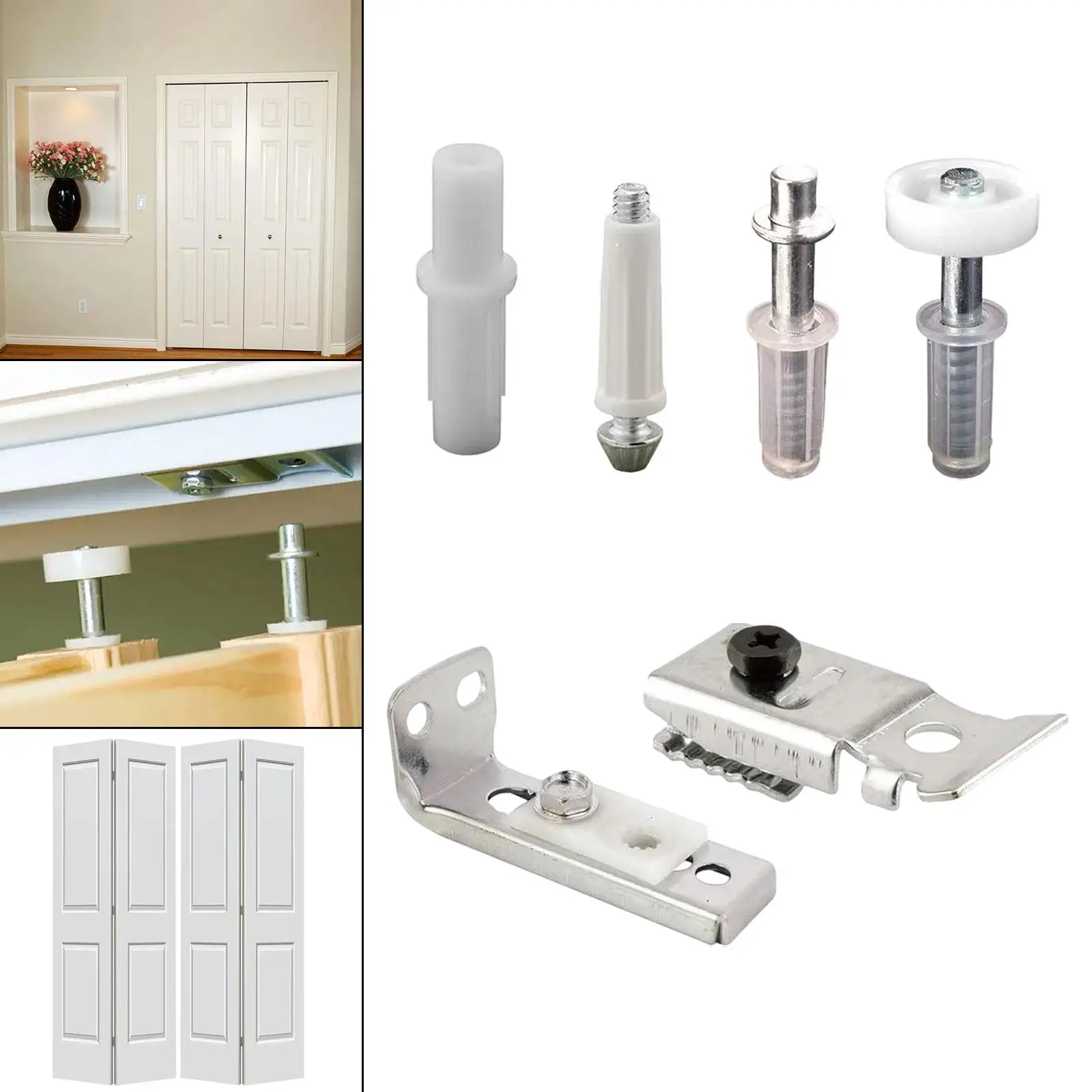 Bifold Door Hardware Set pivots and Guide Wheel Stainless Steel Door Repair Set