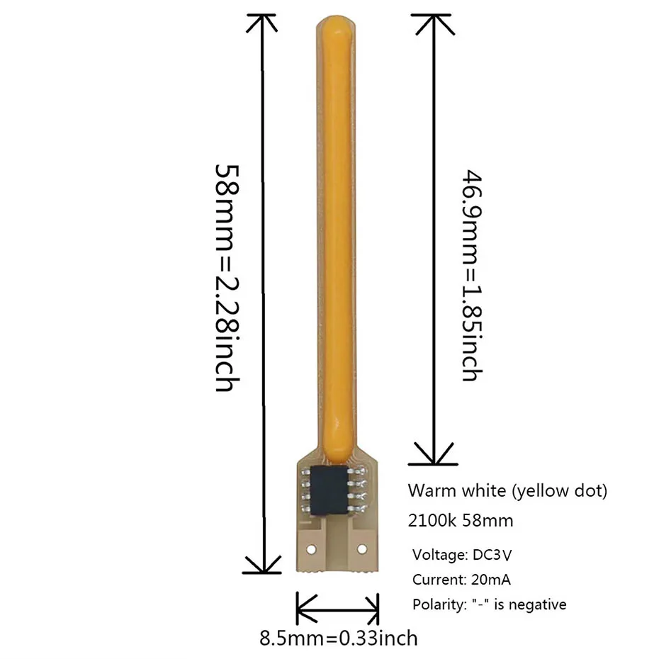 Description Picture 3 of item50pcs DC3V COB Meteor Lamp LED Filament Flash 58mm 2200K White Blue Red Pink Green Component Incandescent Lamp Accessory Diode