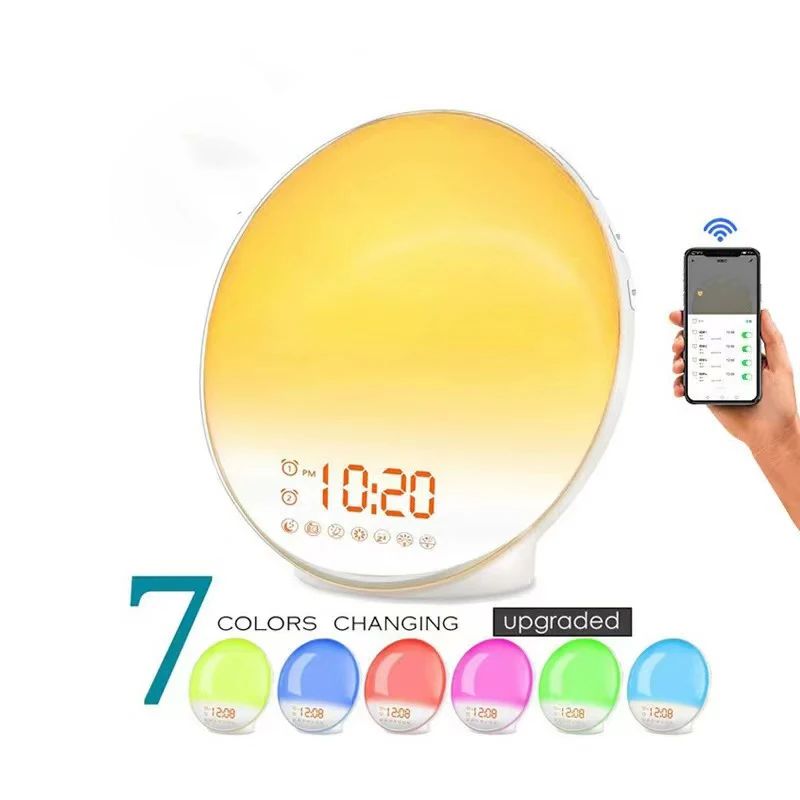 USB LED Smart Alarm Clock Light FM Radio Multifunctional Wakeup Lamp