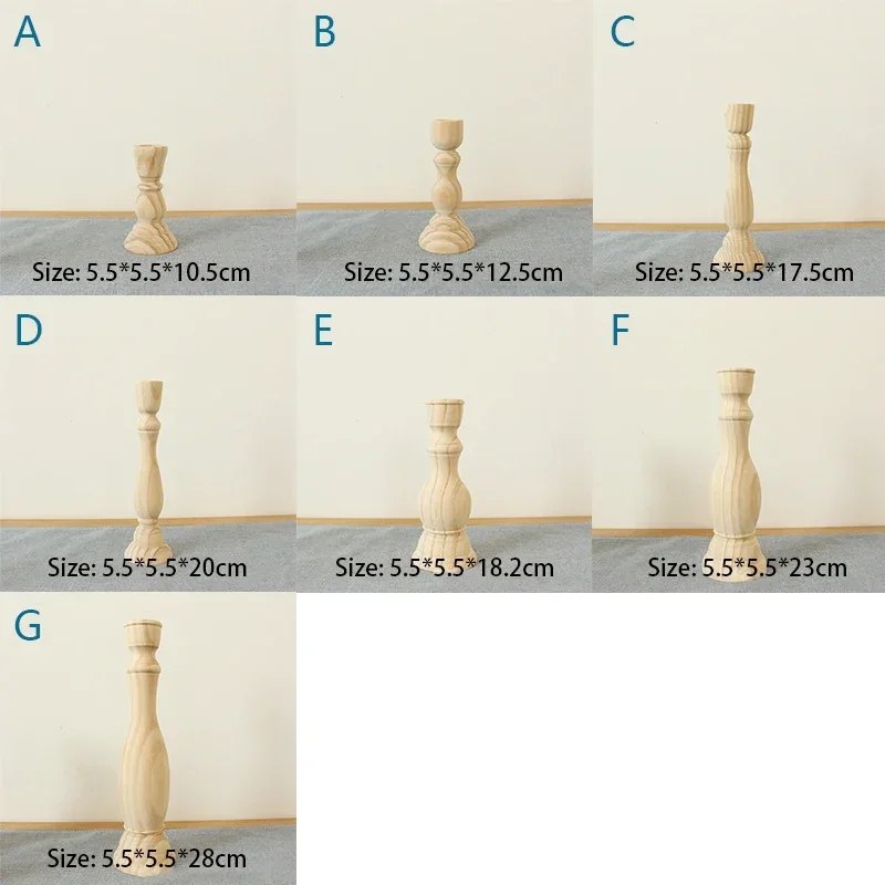 Wood Unfinished Candlesticks Holders Retro Unpainted Wood Classic Craft Candle Holders Creative Diy Home Wedding Decorations
