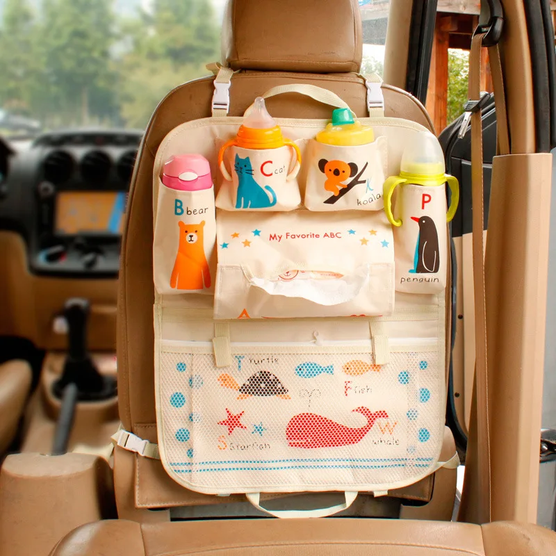 Car Backseat Organizer Kick Mats Back Seat Protector with Cute Cartoon  Animal Print Car Back Seat Travel Storage Bag for Kids - AliExpress