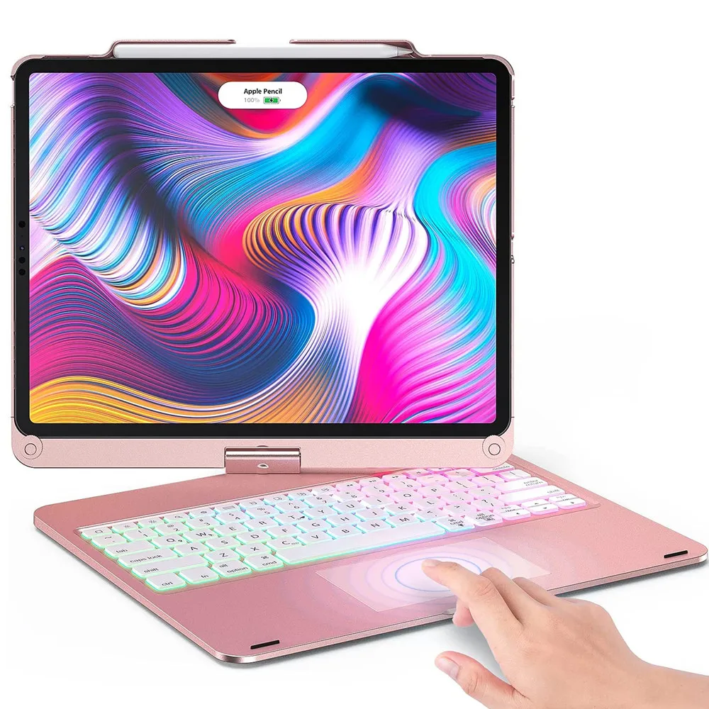 Custodia Per Tastiera Touchpad Magica Girevole Per Ipad Pro 12.9 10.2 Ipad Air 4 5 2022 Tastiera Wireless Girevole Multi Retroilluminata Trackpad