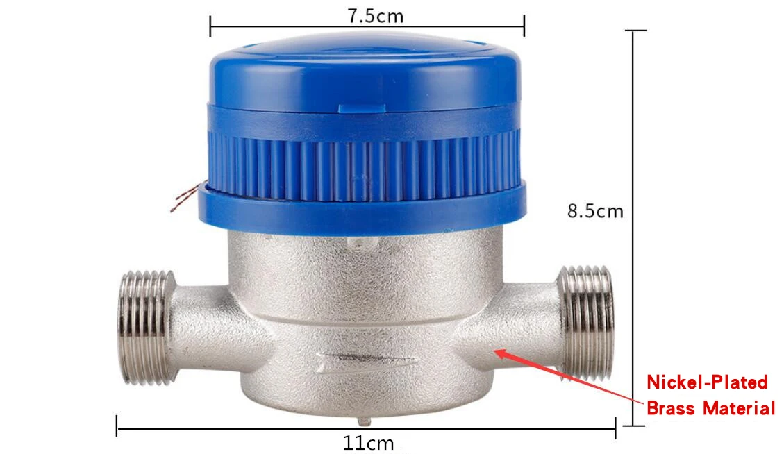 LXSG-13D ISO4064 Class B Single Jet Water Meter Dry Dial Brass Nickel Plated Mag