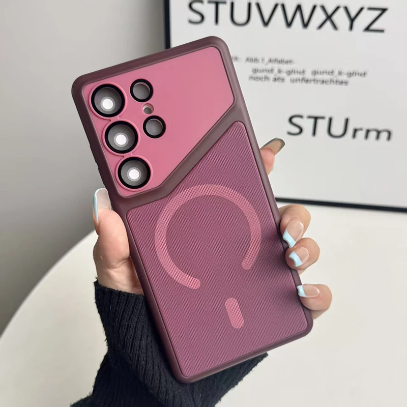 Color Blocking Magnetic Lens Shock-Absorbing Phone Case with All-Inclusive Protection