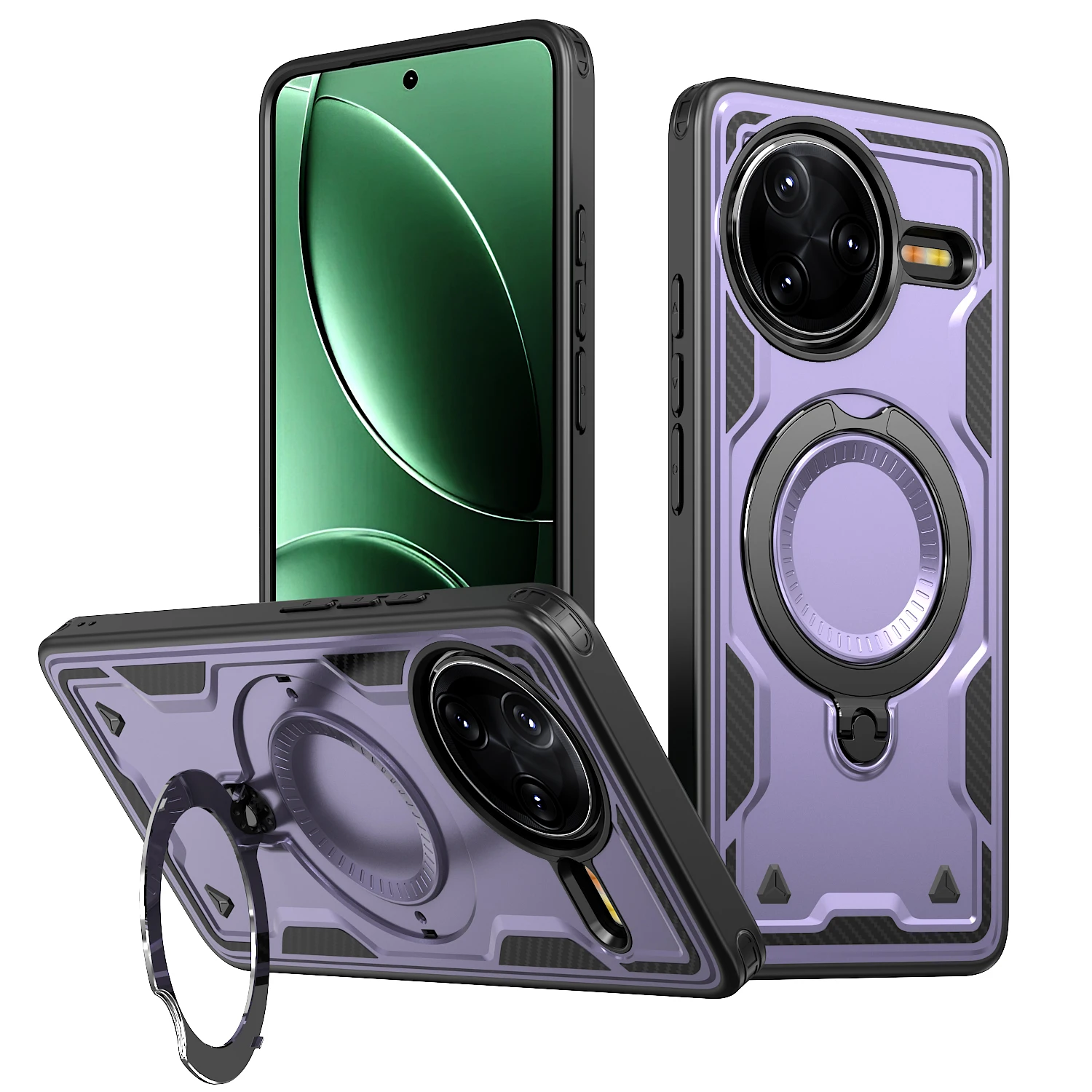 Magnetic Armor Bracket Case with Foldable Stand and Magsafe Compatibility
