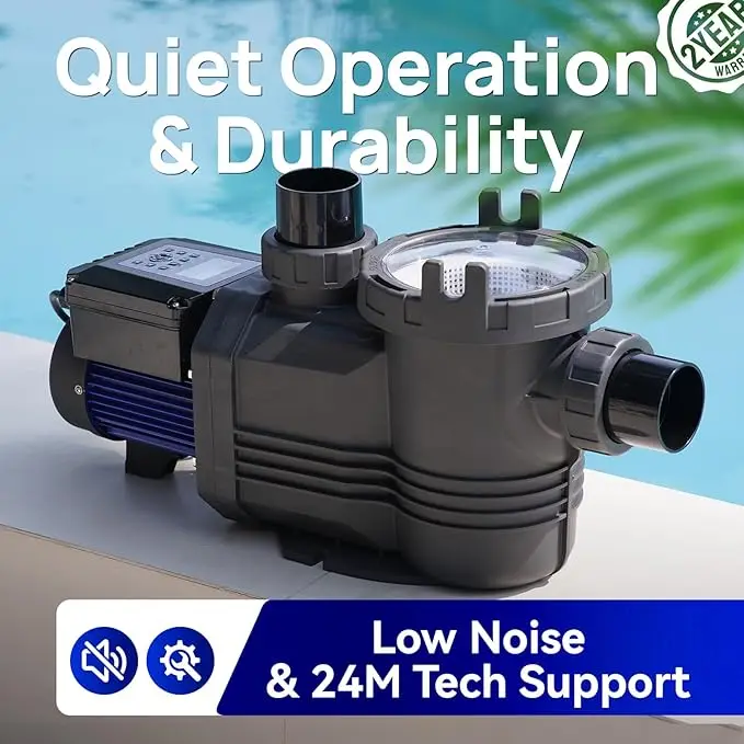 Speed Pool Pump 1.5 HP 220V 8189GPH In/Above Pool Pump Energy Efficient High Flow Powerful Self Primming Swimming Pumps