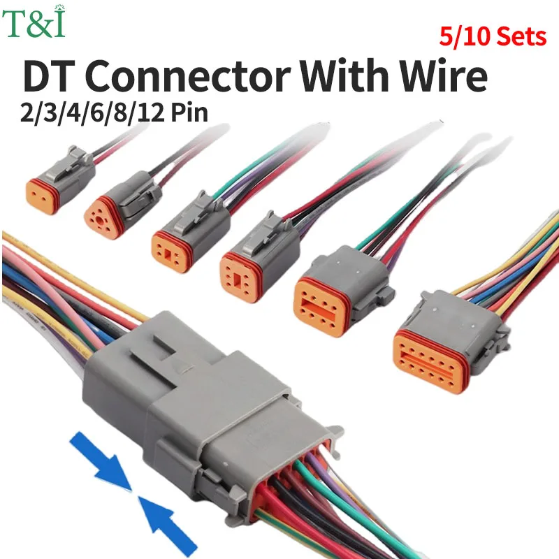 5/10 Sets Deutsch Dt Connector With 15cm Wire Harness Waterproof