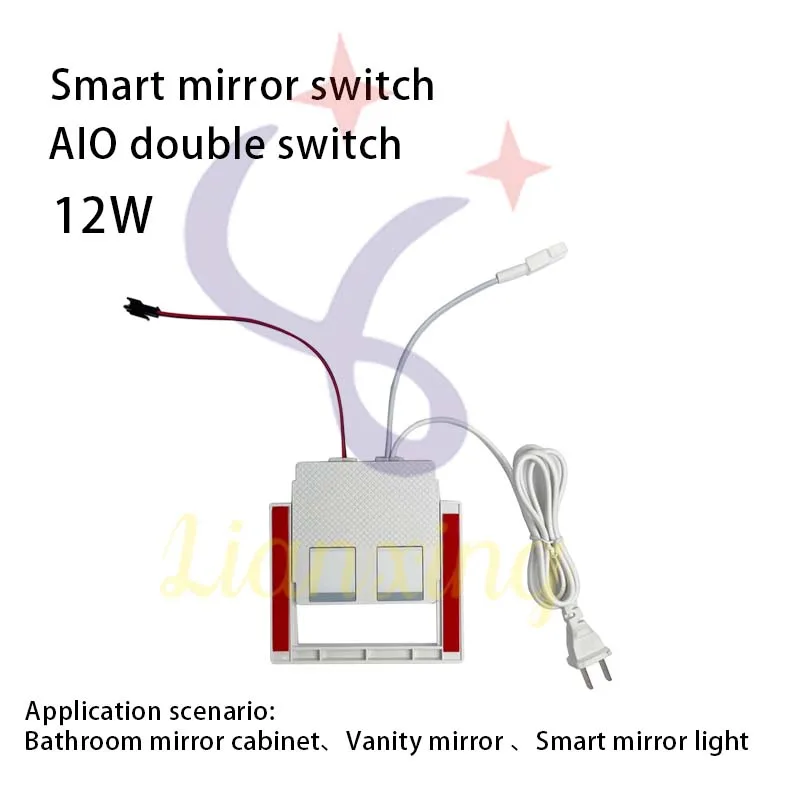 스마트 스위치 터치 조광기 LED 조명 미러, 듀얼 터치 스위치, 김서림 방지 AC110V-240V 전원 공급 장치 드라이버, 스마트 미러 센서