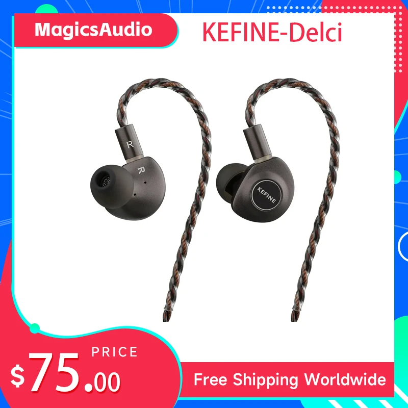 

KEFINE Delci 10mm DLC+PU Diaphragm Dynamic Driver Hifi Wired IEM Earphones with CNC Metal & Detachable 0.78mm 2pin 3.5mm Cable