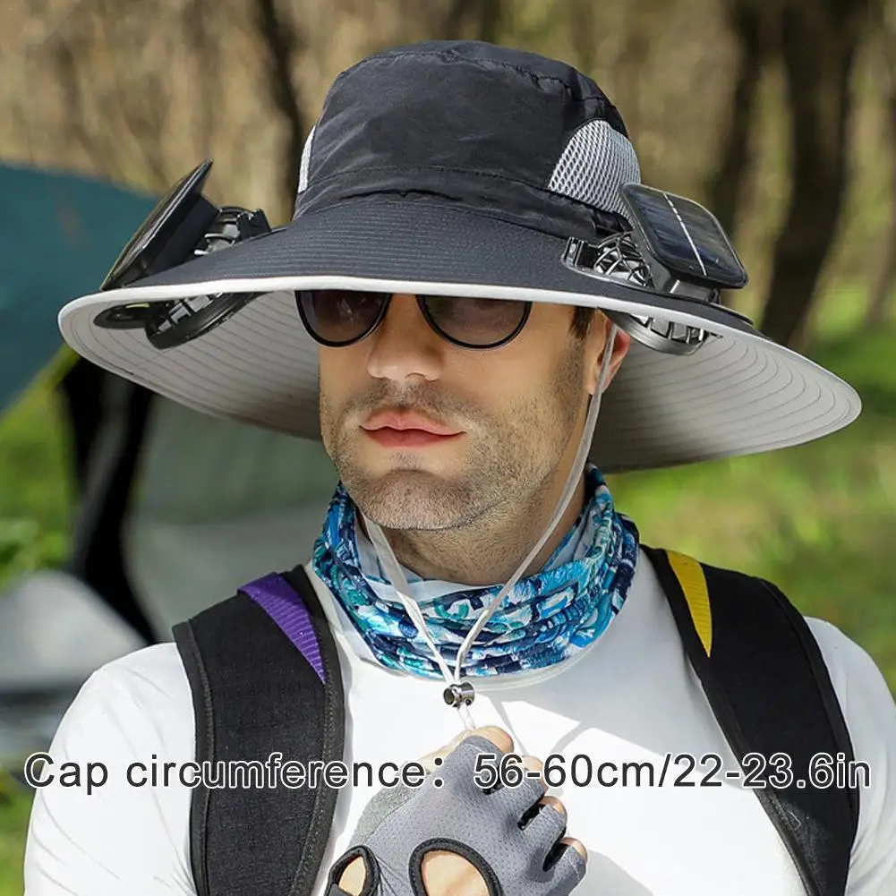 

Шляпа Sombrero для рыбалки с солнечной панелью, Солнцезащитная быстросохнущая мужская шапка для рыбалки с большим козырьком от солнца