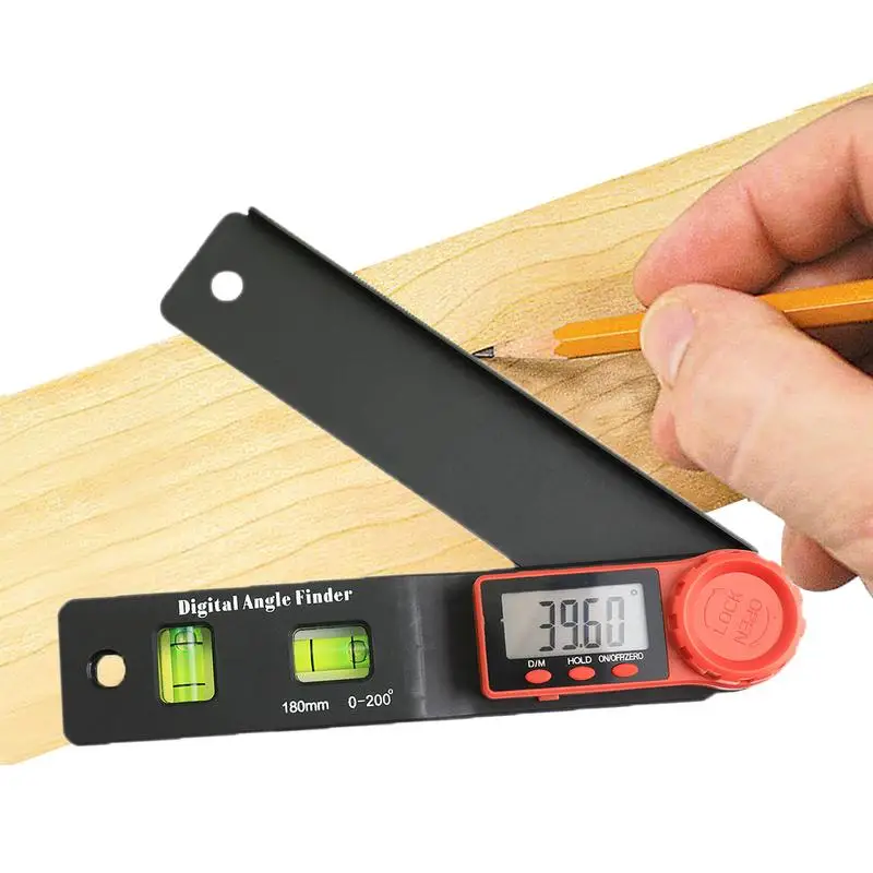 2in1 LED Digital Display Angle Ruler 0-200 Degree Electronic Angle Meter Instrument   Spirit Level Carpenter's Angle Finder 2