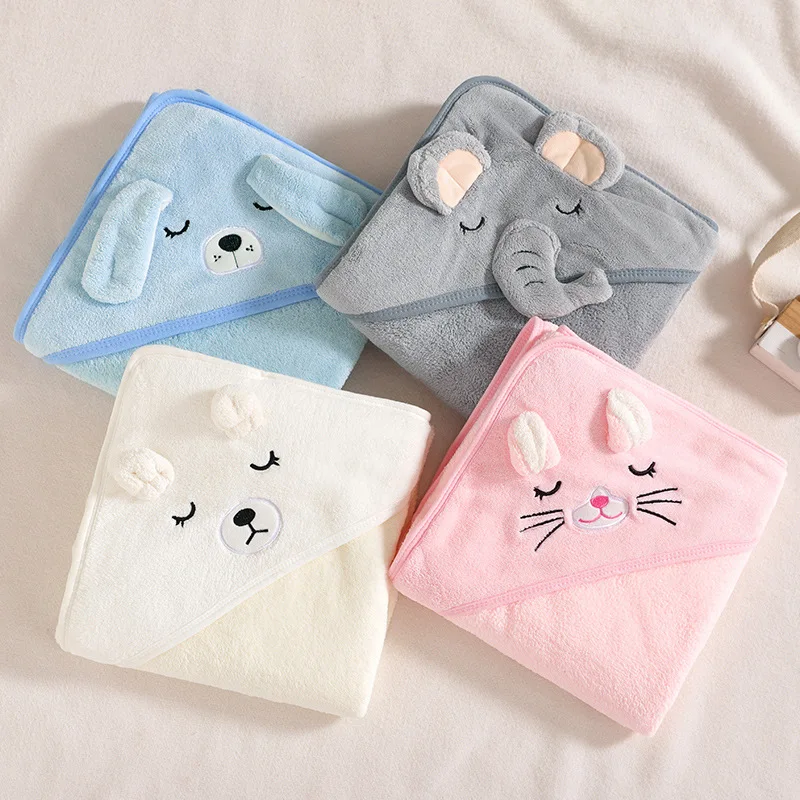 Newborn Baby Bath Towel Cartoon Baby Swaddle Kids Bathrobe Fleece Blanket Warm Sleeping Swaddle Wrap for New Born Boys Girls 4