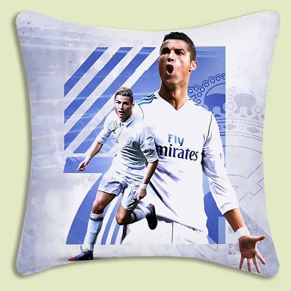 CR7 Pillow Covers Cartoon Cristiano Ronaldo Sofa Decorative Home Double-sided Printing Short Plush Cute Cushion Cover