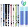 Astronaut Panda 16pcs/mix Erasable Pen 0.5mm Fine Point Friction Pens with Erasers Black Blue Ink School Writing Stationery 1