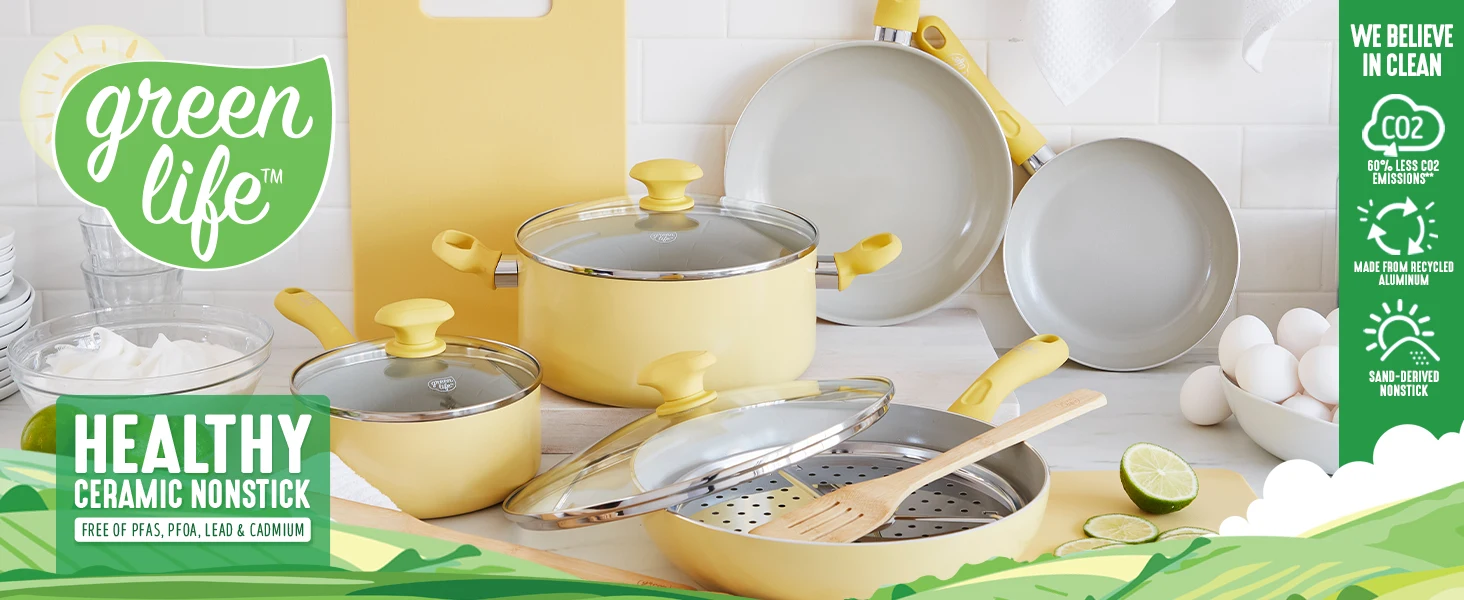 GreenLife, nonstick cookware, pots and pans, stay cool handle, healthy, clean cooking