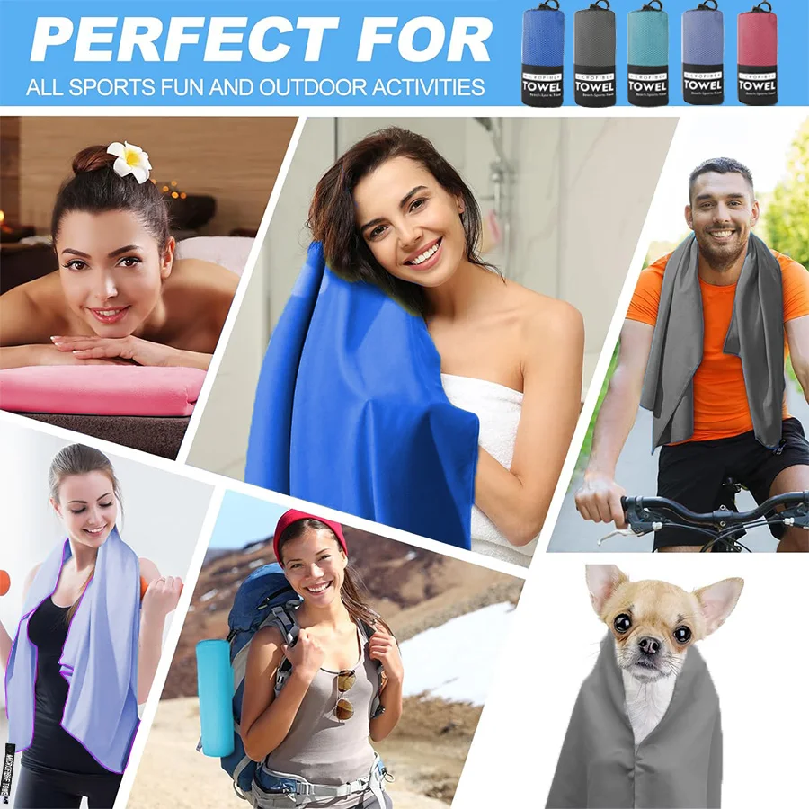 2-pcs Super-absorbent, microfibre quick-drying towel, ultra-soft compact sports towel for swimming, beach, hiking, yoga, travel 4