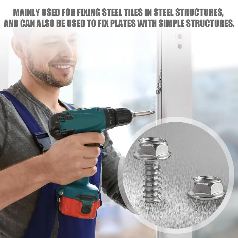 410 Stainless Steel Hex Head Self Drilling Screws M4.2 M4.8-M6.3mm Self-Tapping TEK Screws Rubber ring Roofing screw #8#10# stainless steel screw