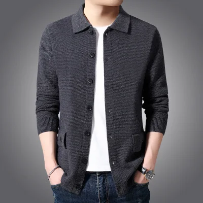 thumbnail image 1 of Nuevo abrigo tipo cárdigan con botones de moda para otoño e invierno, abrigo tipo suéter de punto a la moda para hombre, 1 of 5