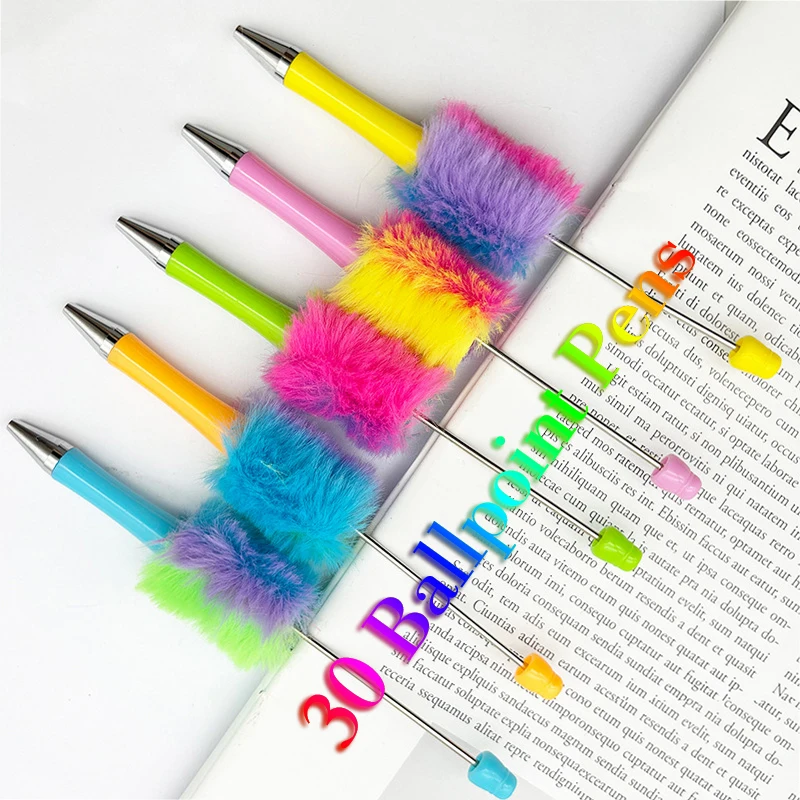 

Ручка плюшевая с бисером, цветной шарик «сделай сам» с бисером, ручка для дома, школы, детей, студентов, принадлежности для письма и эскизов, 30 шт.