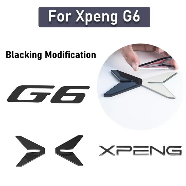 For Xpeng G6 2023 2024 Xiaopeng G6 Black Badge Front Rear Badge Blackened Modification Accessories 1