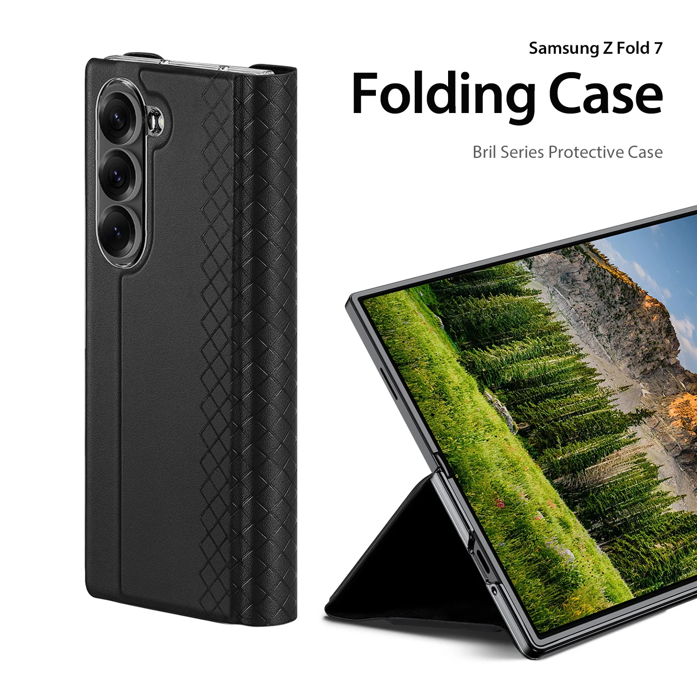 Premium Shockproof Leather Flip Phone Case - Ultra-Thin Checkered Design