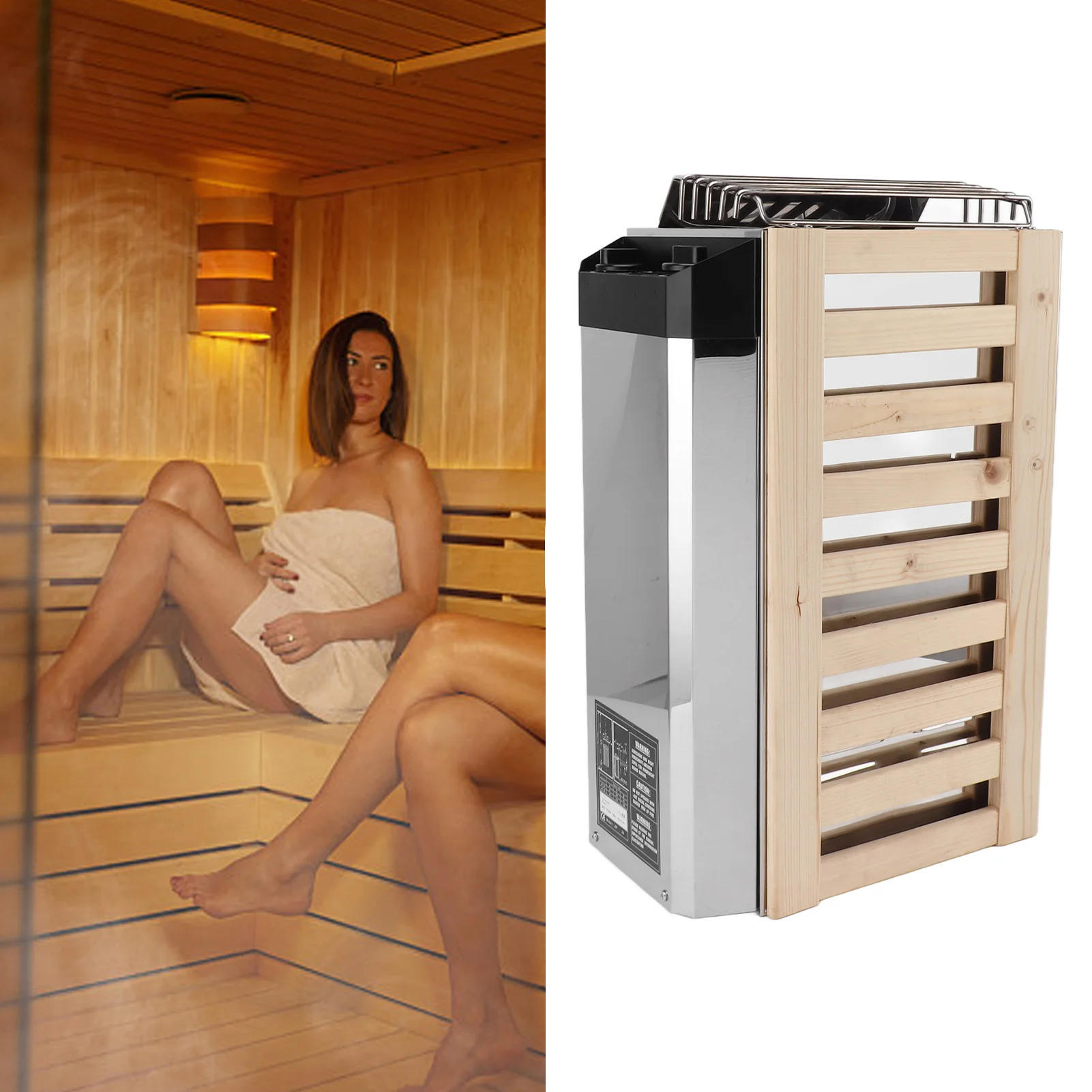 3.6KW Sauna Heater Internal Control Stainless Steel Sauna Heating Stove for Home Hotel Steam Room 110V 2
