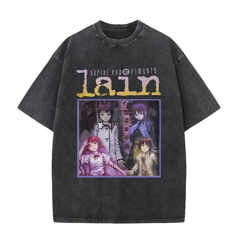Anime Serial Experiments Lain Vintage Washed T-Shirt Iwakura Manga
