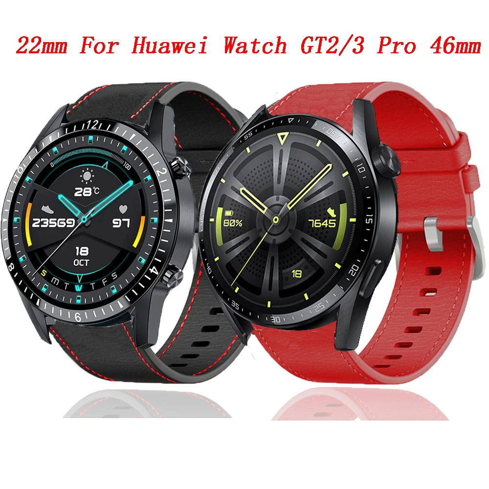 

Ремешок кожаный для Huawei GT2 3 Pro GT Runner 46 мм, сменный Браслет для наручных часов, 22 мм, Honor Magic