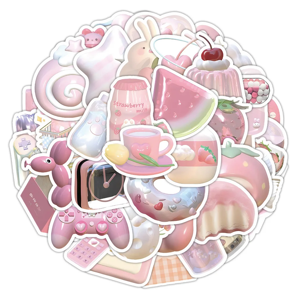 Pink-3D-Cute-Stickers-Aesthetic-Notebook-Car-Laptop-Varied-Stickers ...