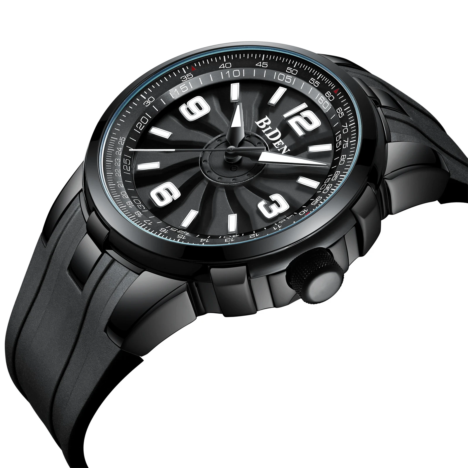 Rotation Men Watch Quartz Wristwatch Male Concept Dial Reloj Luminous Waterproof  Hour Man Rubber diamond quartz watch