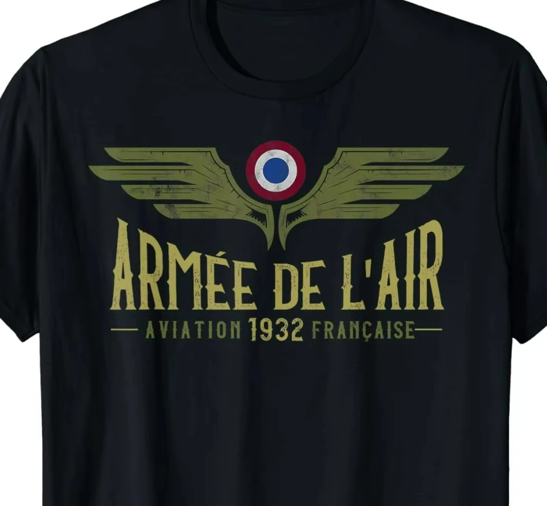 French Air Force Men's Casual Cotton T-Shirt - Short Sleeve O-Neck Design