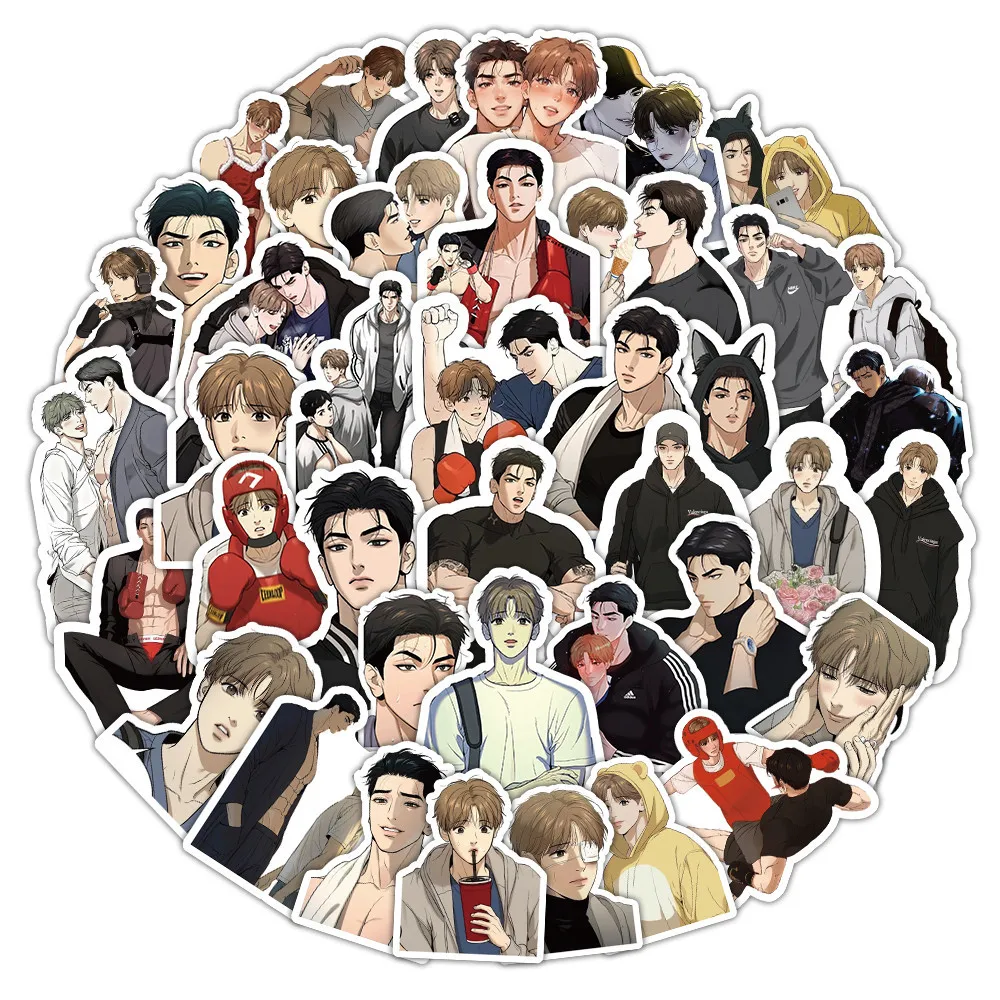 53개 애니메이션 커스 BL 보이즈러브 방수 그래피티 스티커 (헬멧, 자전거, ..