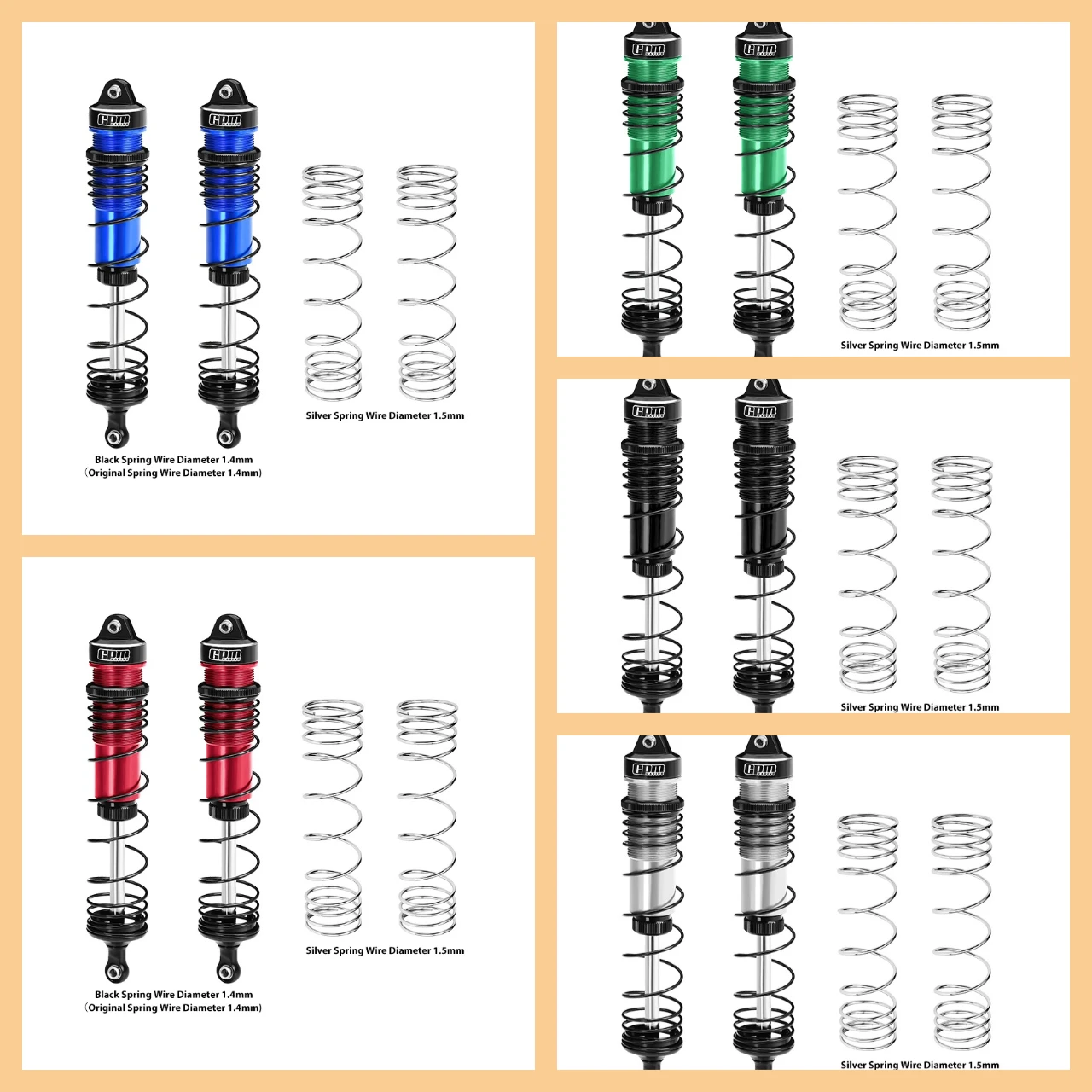 High-Performance Alloy Progressive Spring Rear Shock, 144mm