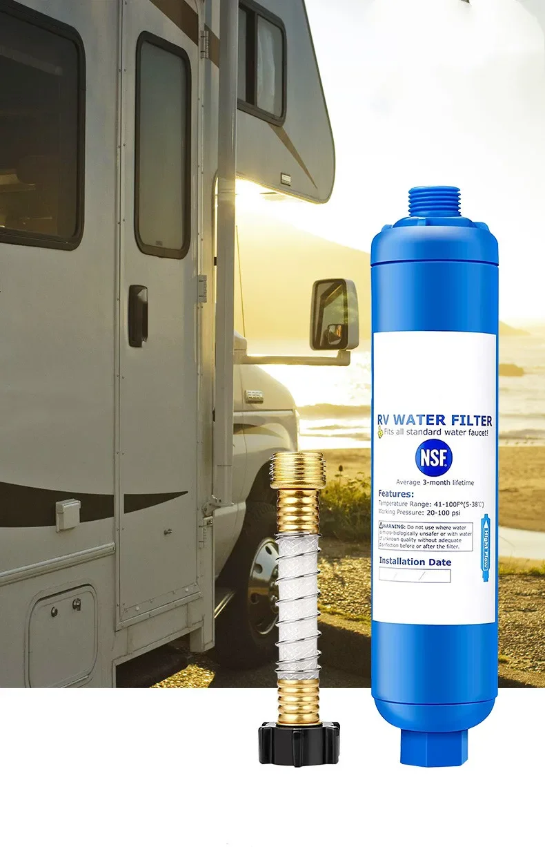 RV Inline Water Filter 1 Pack NSF Certified Reduces Chlorine Bad Taste&Odor Dedicated for RVs
