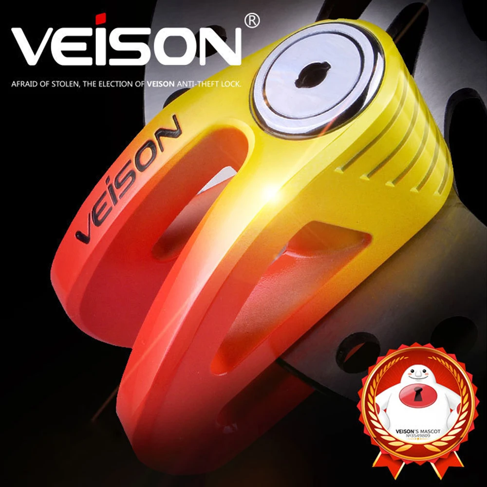 

Замок для мотоцикла VEISON, водонепроницаемый разноцветный дисковый замок с защитой от кражи велосипеда