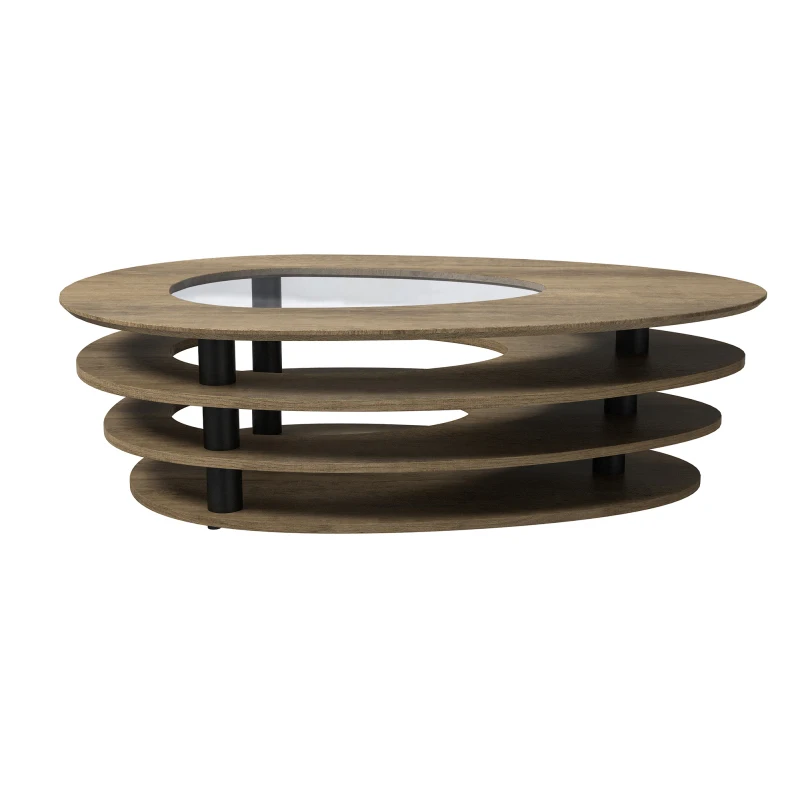 Oval coffee table, designed boldly and aesthetically pleasing, easy to clean, sturdy and durable, suitable for living rooms 6