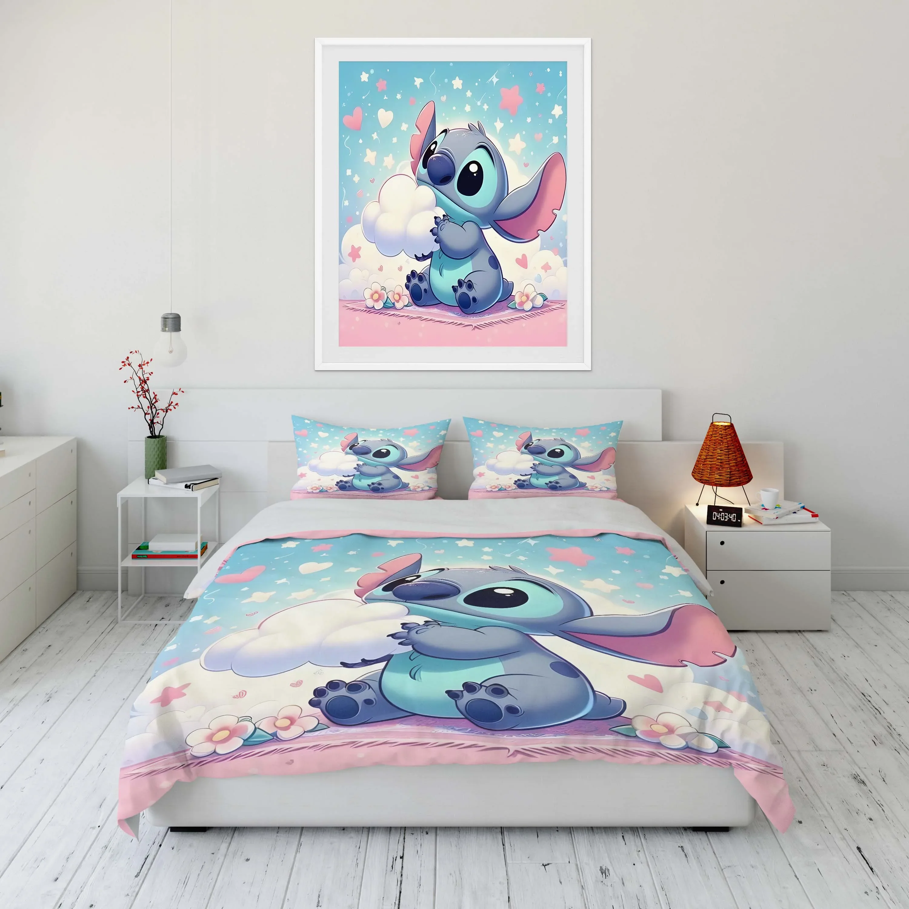

10 Sizes Disney Stitch Printed Soft Bedding Set Duvet Cover 1 Duvet Cover 2 Pillowcases Adult and Children Bedding Set Luxury