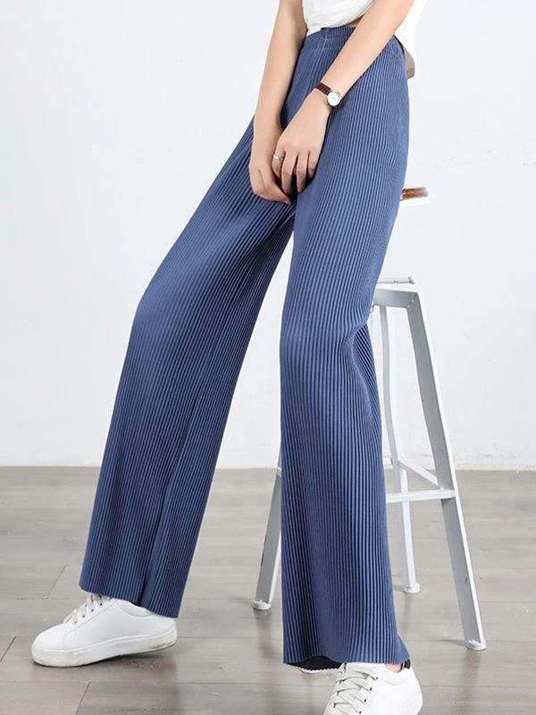 

Striped Knitted Pants Cool Thin Slim Baggy Women Joggers Slacks Summer Green Wide Leg Trousers for Women 2023 Elastic Straight